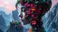 Placeholder: A futuristic, neon, synthwave inspired mental landscape shaped like a woman, with multiple layers and dimensions, reminiscent of a double exposure effect, inspired by the surreal style of Igor Morskoy and the eco-futuristic architecture of Vincent Callebaut, incorporating the mathematical harmony of the Fibonacci sequence, with lush, vibrant and eerie flora seamlessly merging with the contours of the woman, as if her thoughts and emotions have taken on a life of their own, with flickering, pulsa