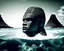 Placeholder:  men of renown giant god unknown olmec heads 100 story stone statue towering over martian isthmus in lagoon ocean surf photo real scifi fantasy feature film sharp focus