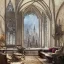 Placeholder:  Living room with a big full wall window view on Gotham city , gothic architecture,interior design,point of perspective,by Jean Baptiste Monge, Epic cinematic, brilliant stunning, intricate, meticulously, detailed, dramatic atmospheric, maximalist digital matte painting