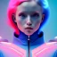 Placeholder: redhead woman teenager, padded coat, retro futuristic, latex dress, gradient color, BLUE, PINK, CYAN, neon, insanely detailed, 16k resolution, perfect eyes, cinematic smooth, intricate detail