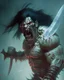 Placeholder: screaming scary zombie human berserker meaty black hair big greatsword