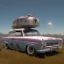 Placeholder: happy cute model sitting on roof of a caravan, wreckfest, spectacular graphics, unreal