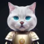 Placeholder: beautiful smooth realistic Japanese samurai cat robot body, run on dark cosmos background, cat aye, extremely sharp detail, finely tuned detail, ultra high definition, 8 k, unreal engine 5, ultra sharp focus, accurate sword wings,