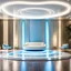 Placeholder: beautiful dance stage in luxury modern hall dynamic lights, modern furniture light blue & cream theme