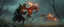Placeholder: ninja necromancer in the wild, raising glowing raven skeleton giant babies with huge sci fi guns