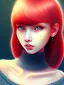 Placeholder: kawaii girl, red hair, cute, semirealistic, sweater, close up portrait