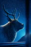 Placeholder: grandpa elk moose with background star field seen in the window of a boat, 4 k, trending art, depth of field, in the style of gorillaz