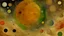Placeholder: A beige planet with an asteroid belt around it painted by Paul Klee