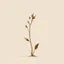 Placeholder: concept art of low poly stylized alien dry single leaf plant on a neutral background. Strange fictional extraterrestrial flora with unusual shapes