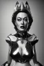 Placeholder: Joan Crawford as evil queen in black leather, busty, cleavage, dominatrix, curvy, angry, stern look. unreal 5, octane render, cinema4d, dynamic lighting, dramatic lighting, 4k, redshift render, highly detailed, hyper realistic,anthropomorphic black wolf long