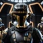 Placeholder: star wars bald male corellian pilot wearing dark gunmetal grey and black First Order special forces TIE pilot armored flightsuit and helmet with gold trim inside the jedi temple, centered head and shoulders portrait, hyperdetailed, dynamic lighting, hyperdetailed background, 8k resolution, volumetric lighting, light skin, fully symmetric details