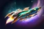 Placeholder: unique design of a small spaceship cruising through the gAlaxy