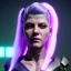 Placeholder: Actress, young Katheryn Winnick, android woman, glow eyes, glow circuits in face, glow painted face, shaved hair, ghost in the shell, samurai coat, katana, elastic bodysuit, cyber punk, neon ambient, sparks, fog, army, bamboo, blood, portrait, gradient background, unreal engine 5, soft color, 16 bit, god lights, ray tracing, RTX, lumen lighting, ultra deatail, volumetric lighting, 3d, finely drawn, hd.