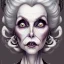 Placeholder: extrem tim burton style of old cruel lady stepmother, sharp focus