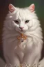 Placeholder: A realistic cute adorable fluffy plushy white smiling cat holding a basket of jewels and gems. His fur is realistic. The background is a romantic carpet bokeh digital painting extremely detailed studio lighting crisp quality and light reflections 8k cinematic lighting portrait photorealistic ultra detailed cinematic postprocessing focused