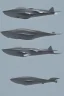 Placeholder: ideation aeroplane airmed inspired by shark with side view, quarter view and front view