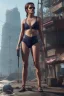 Placeholder: Emma Watson, full-length, in a swimsuit, cyberpunk 2077, photorealistic illustration, 8k