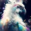 Placeholder: Pretty parrot portrait Beautiful pretty By Mandy Disher, fantastical otherworldly, white flowers, vibrant colors, intricate infinite fractal micro synapses diamond feathers, intricate details, Ismail Inceoglu, bokeh,
