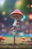 Placeholder: cartoonish mushroom man psychedelic pole vaulting in the Olympics ,,bokeh like f/0.8, tilt-shift lens 8k, high detail, smooth render, down-light, unreal engine