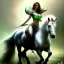 Placeholder: fullbody portrait of beautiful busty with big green eyes woman riding a horse by Luis Royo 8k