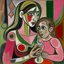 Placeholder: picasso vrouw kind aan de borst drinken roze