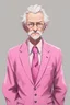 Placeholder: generate a old man wearing a pink suit as a anime character