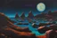 Placeholder: Rocks, night, 2000's sci-fi movies influence, otto pippel impressionism painting