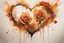 Placeholder: double exposure, merged layers, roses with dynamically blazing fire in ochre, ink splatter art, watercolor and ink, golden glitters, double exposure heart and love