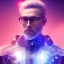Placeholder: Cyber wizard using glasses with blue matrix backgroud