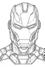 Placeholder: a cartoon image of iron man sulking. kids coloring book. no color. thin crisp lines