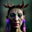 Placeholder: photo of female alien tribal shaman in a trance state, photography with an 85mm prime lens f 1.1