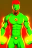 Placeholder: Greenlantern look a like dressed in orange. In 3D cartoons, ultra realistic