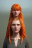 Placeholder: Woman, 190kg, beautiful, orange hair, two braids, bangs, rossi eyes, big eyes, freckles, long eyelashes, Frozen, 8k resolution concept art by Greg Rutkowski