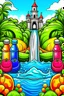 Placeholder: the juice kingdom create the same image and add bottles juice in the river