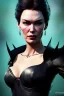 Placeholder: Lena Headay as evil queen in black leather, busty, cleavage, voluptuous, Aqua Lene, angry, stern look. character design by cory loftis, fenghua zhong, ryohei hase, ismail inceoglu and ruan jia. unreal engine 5, artistic lighting, highly detailed, photorealistic, fantasy