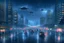 Placeholder: A city that's at night and it's raining and it's foggy and it's flying cars and it's in the future.