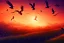 Placeholder: Beautiful landscape sunset with birds in the sky