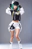 Placeholder: a cute full body shot of anime adult lady wearing hip hop dance clothes standing