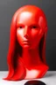 Placeholder: White rubber face with rubber effect in all face with red sponge rubber effect long hair