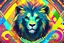 Placeholder: a happy lion, whole body, anthropomorphic, portrait, highly detailed, colorful, illustration, smooth and clean vector curves, no jagged lines, vector art, smooth