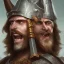 Placeholder: Portrait of Gradwulf the barbarian warrior. He is an unattractive man in his 30s with battlescars across his face. He wields a two-handed battle-axe and wears a corinthian helmet.