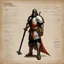 Placeholder: ConceptSheet: lawful paladin and his hammer with AD&D statistics [by Guy Borremans]