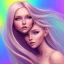 Placeholder: girl nude, cute, beautiful, long blond hair,blue eyes rainbow hair, rainbow dress, close up portrait smiling