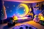 Placeholder: One evening, as the room was bathed in darkness, Stardust noticed the beauty of the night sky outside. Inspired, Stardust gathered the toys, sharing the idea of brightening their room. The toys worked together, placing Stardust near the bed, casting a soft, comforting glow, turning their room into a starlit wonderland.