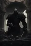 Placeholder: humanoid knight golem made of black stone, looks like a man, fantasy