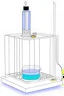 Placeholder: draw image of the experimental setup for electrolysis of color solution, showing electrodes dipped in a beaker, electrical wire, and dc power supply.