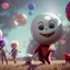 Placeholder: Ultra realistic circus scene. Sweet hair monster and Child’s playing, smile, happy, color bubbles, smooth color, waist up view, Wes Anderson style, dark ambient, highly detailed, concept art, unreal engine 5, god rays, ray tracing, RTX, lumen lighting, ultra detail, volumetric lighting, 3d, finely drawn, high definition, high resolution.