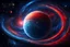 Placeholder: outer space, planet, red and blue stars, stardust, hight quality, swirls,