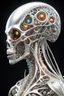 Placeholder: 3D rendering of Expressively detailed and intricate of a hyperrealistic “alien anatomy”: side view, scientific, single object, glossy white, shinning silver , a lot of vines, tribalism, laboratory background, shamanism, cosmic fractals, octane render, 8k post-production, detailled metalic bones, dendritic, artstation: award-winning: professional portrait: atmospheric: commanding: fantastical: clarity: 16k: ultra quality: striking: brilliance: stunning colors: amazing depth