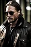 Placeholder: Norwegian, war veteran, strong, brown beanie, beaten, grumpy, john wick, tom hardy, handsome, sunglasses, mid long hair, muscles, bomber jacket, 29 years old